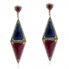 Ruby Sapphire Pave Diamond Dangle Earrings Gold Silver Handmade Jewelry