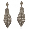 Handmade 925 Sterling Silver Pave Diamond Feather Leaf Earrings Fine Jewelry