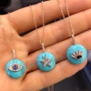 Natural Turquoise Gemstone Pave Diamond Sterling Silver Evil Eye Star Sapphire Pendant Necklace Charms Pave Diamond Jewelry Manufacturer