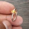 14k Solid 20mm Rose Gold Citrine Baguette Gemstone Handmade Carabiner Mini Baby Lock Jewelry