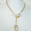 Two Size Carabiner Lock Yellow Gold Plating Falt Drawn Cable Chain Carabiner Lock 925 Sterling Silver Necklace Jewelry