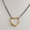 25mm Heart Diamond Carabiner Lock With 18 inch 925 Sterling Silver Handmade Link Chain Black Rhoudium Designer Necklace Jewelry Wholesale