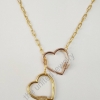 Double Heart Diamond Carabiner Lock With 16 inch Chain 925 Sterling Silver Flat Drawn Cable Link Chain Designer Necklace Jewelry