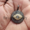 Evil Eye Pendant 925 Sterling Silver Pave Diamond Designer Evil Eye Charm Pendant Jewelry