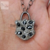 Handmade Natural Diamond Pave Black Spinel Padlock Pendant Necklace 925 Silver Jewelry Supplier in india