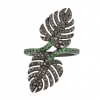 925 sterling silver Jewelry Gems Trade Mart Tsavorite Pave Diamond 0.64 Cts Leaf Design Ring