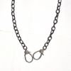 Chain Necklace. Sterling Silver Chain Necklace. Diamond Clasp. Pave Diamond Clasp With Black Rhodium Silver Chain Necklace