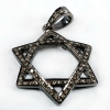 Pave Diamond Star Of David Pendant 925 Sterling Silver Vintage Jewelry