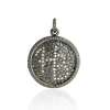 925 Sterling Silver Pave Diamond Alphabet Disc Pendant Handmade Jewelry