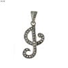 Pave Diamond 925 Sterling Silver Initial "J" Pendant Fashion Jewelry