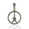 Pave Diamond Eiffel Tower Pendant 925 Silver Jewelry