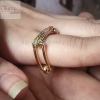 14k Solid Yellow Gold Handmade Foldable Multisapphire Designer Ring Jewelry