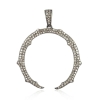 Genuine Pave Diamond Double Horn Pendant 925 Sterling Silver Victorian Jewelry