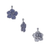 .925 Silver Pave Diamond Flower Pendant Blue Sapphire Gemstone Handmade Jewelry