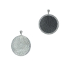 Handmade Round Disc Black Spinel Pendant 2.91cts Pave Diamond 925 Silver Jewelry