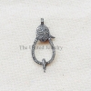Pave Diamond Oxidized Sterling Silver Lobster Clasp Lock Jewelry