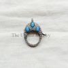 Turquoise,Diamond & Oxidized Sterling Silver Lobster Lock