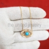 Turquoise Sterling Silver Pave Diamond Handmade Baguette Evil Eye Pendant Necklace Jewelry, Evil Eye Necklace, Silver Evil Eye Pendant