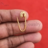 14k Gold Natural Pave Diamond Safety Pin Shape Earrings, Tiny Safety Pin Stud, 14k Gold Diamond Earrings Gift For Her