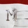 Natural Pave Diamond Handmade M Shape Initial Pearl Monogram Pendant Jewelry, Personalized Silver Monogram Jewelry
