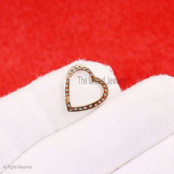 9K Gold Turquoise Heart Shape Charms Holder, Gold charm, Gold Heart Diamond Lock, Handmade Gold Heart Diamond Charm Holder