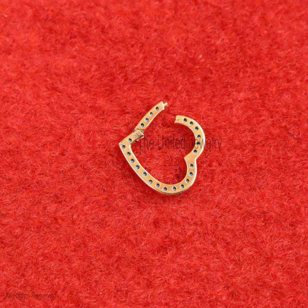 9K Gold Turquoise Heart Shape Charms Holder, Gold charm, Gold Heart Diamond Lock, Handmade Gold Heart Diamond Charm Holder