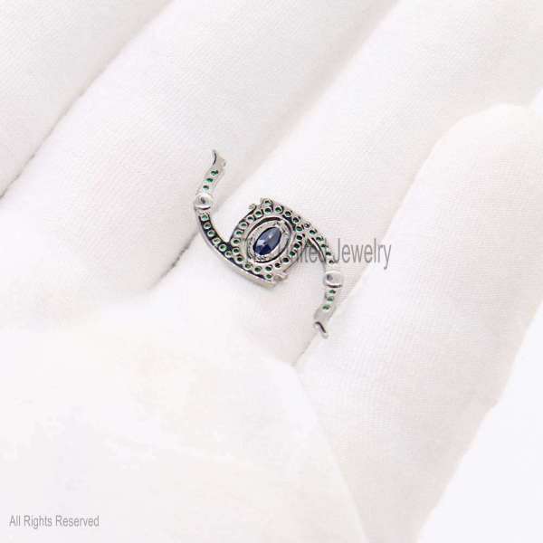 Evil Eye Shape Tsavorite Charms Holder, Silver Charms Holder Lock, 925 Silver Evil eye Push Lock, Silver Enhancer Jewelry, Charm Holder - Image 3