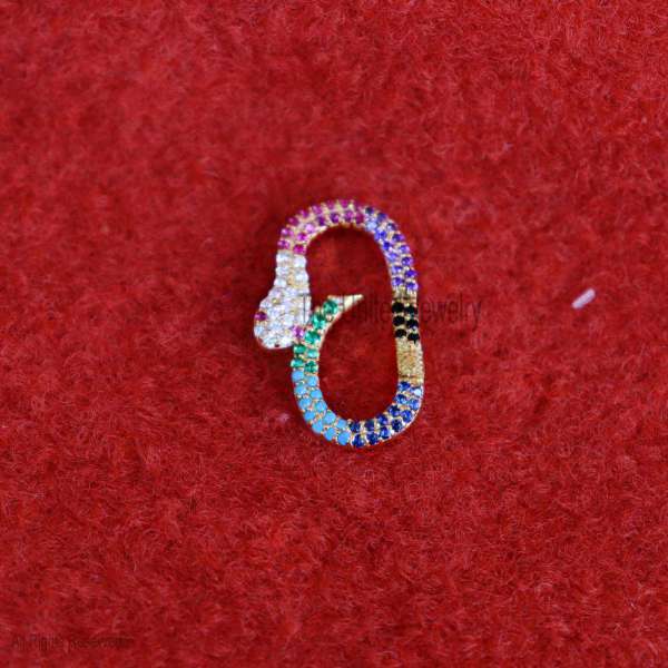 Multisapphire Handmade Snake Push Snap Lock Jewelry, Silver Multisapphire Snake Snap Enhancer Lock, Silver Charm Holder - Image 4