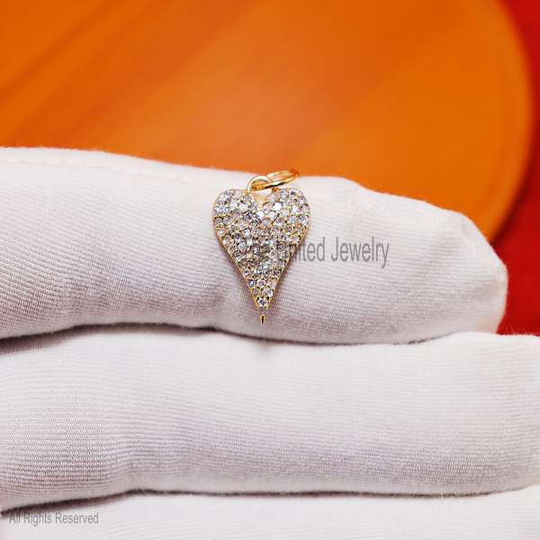 14k gold diamond heart connector clasp enhancer charm pendant clip