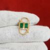 Emerald Gemstone 925 Sterling Silver Padlock, Handmade Emerald Padlock, Bracelet and Necklace Connector Jewelry