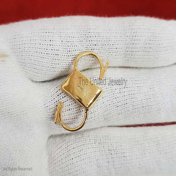 Emerald Gemstone 925 Sterling Silver Padlock, Handmade Emerald Padlock, Bracelet and Necklace Connector Jewelry - Image 3