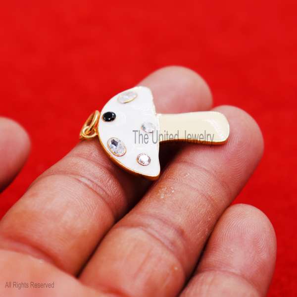 Enamel Handmade Magic Multi Gemstone Mushroom Sterling Silver Pendant Necklace, Enamel Mushroom Pendant - Image 7