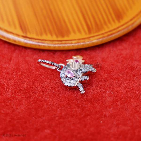 Sterling Silver Rose Gold Plating Pave Diamond with Ruby Elephant Pendant, Silver Elephant Charm, Diamond Elephant Charm - Image 4