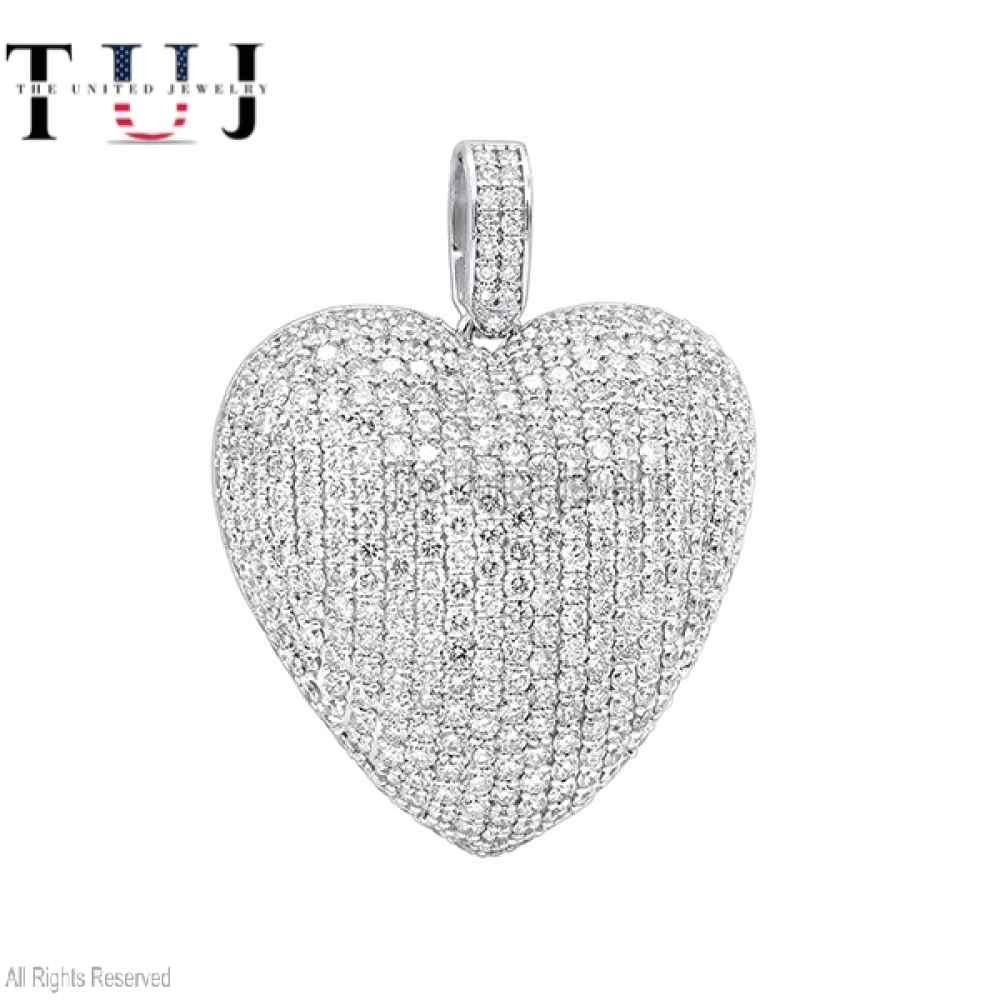 925 Sterling Silver Diamond Heart Pendant, Silver Diamond Heart Pendant, Handmade Silver Diamond Heart Pendant, Diamond Heart Pendant Jewelry
