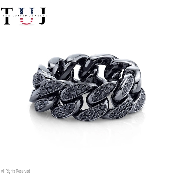 Party Wear Men’s Designer Link Black Onyx Handmade 925 Sterling Silver Ring Jewelry