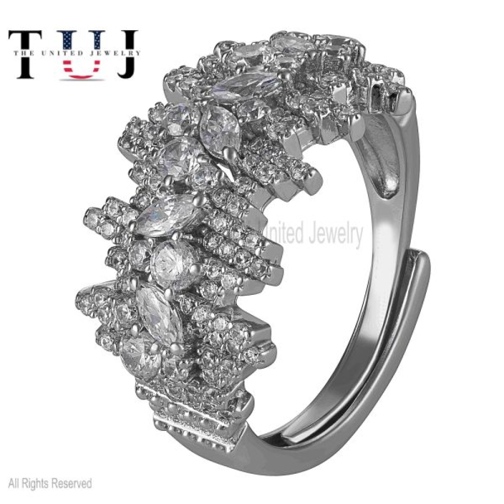 Pave Diamond Handmade 925 Sterling Silver Black Rhodium Raw Line Ring Jewelry