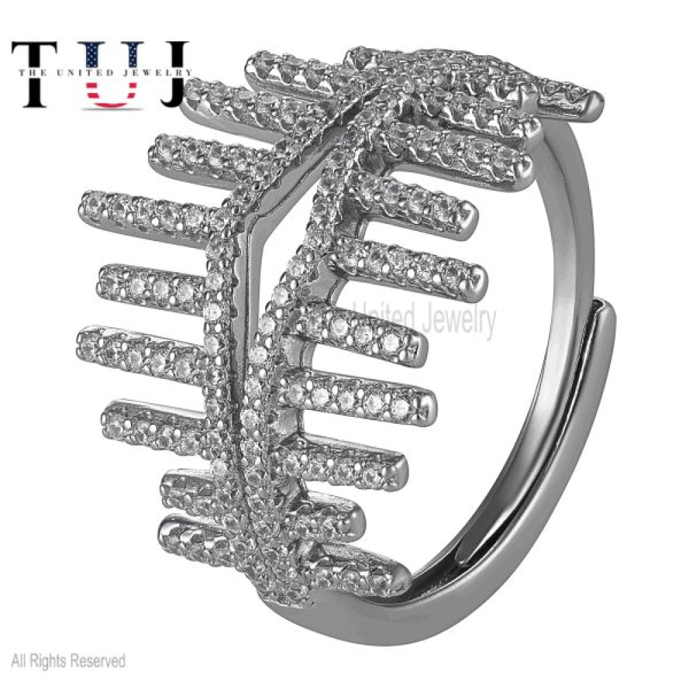 Handmade Pave Diamond 925 Sterling Silver Black Rhodium Raw Line Ring Jewelry