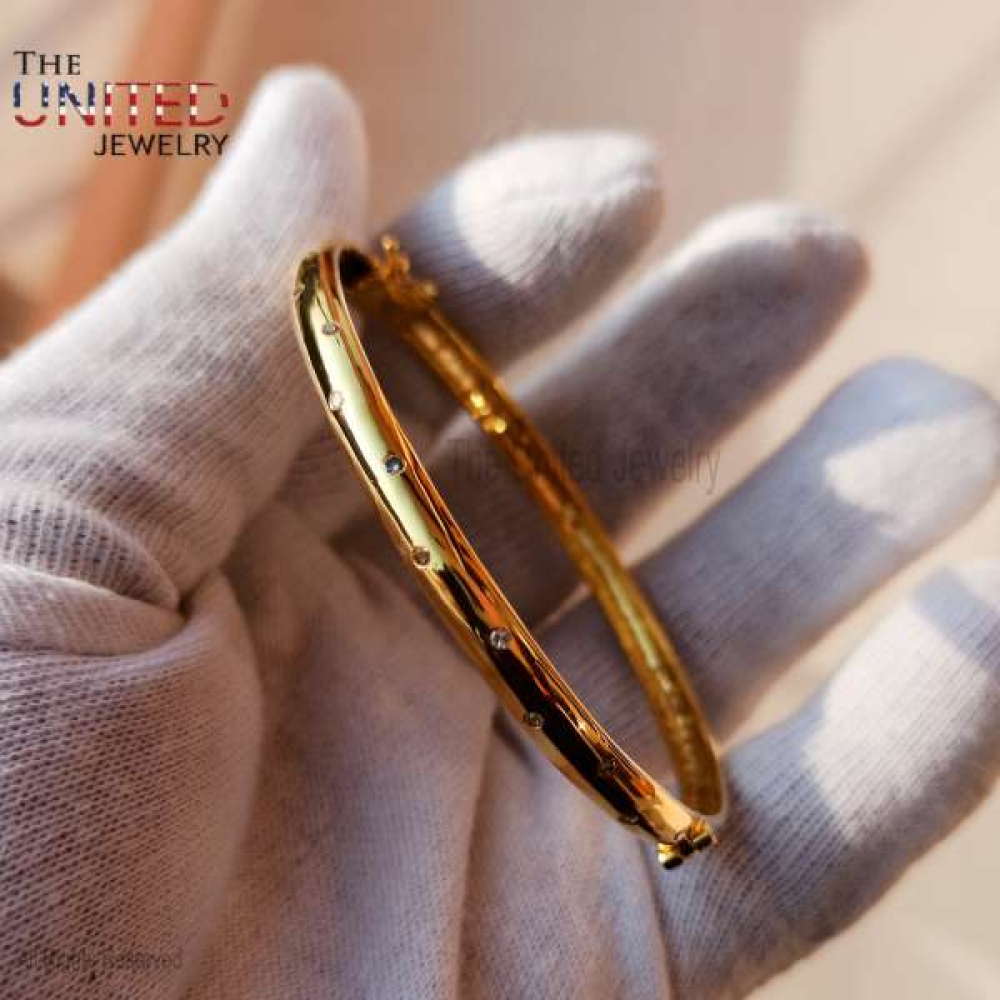 925 Sterling Silver Pave Diamond Handmade Bangle Jewelry For Women’s