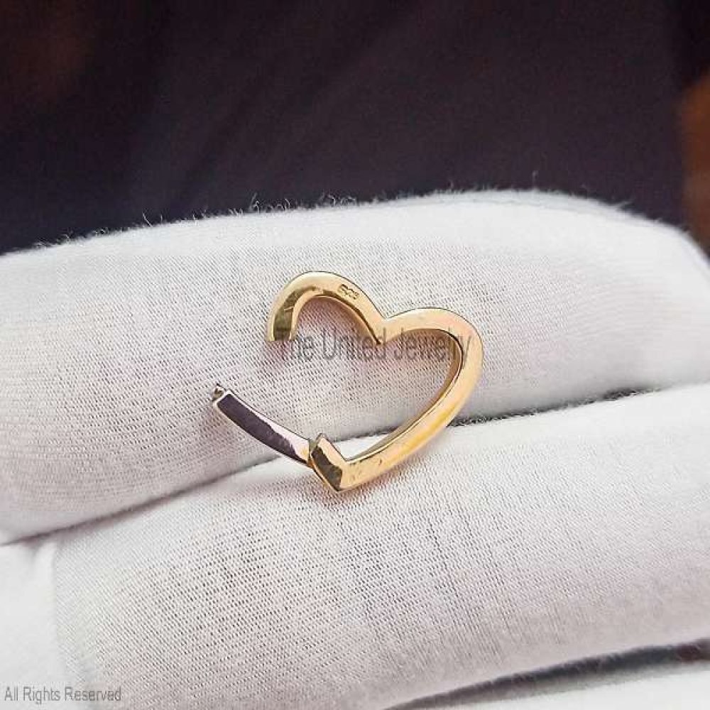Two Tone Plating Heart Charm Holder Lock, Handmade 925 Silver Heart Enhancer, Charms Holder, Heart Link Lock, Silver Enhancer, Connector