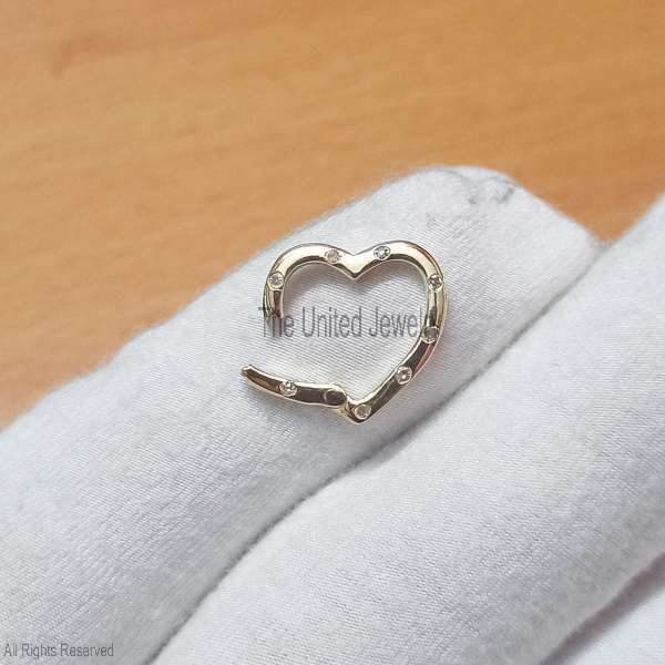 Silver Heart Enhancer Charm Lock, Enhancer Charm Lock, Gold Charm Holder, Charm Holder Necklace, Silver Heart Lock