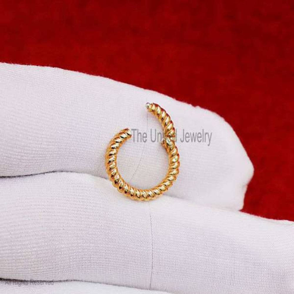 14k Yellow Gold Twisted Wire Round Push Lock Jewelry, 14k Round Snap Lock Jewelry, Gold Enhancer Lock Jewelry