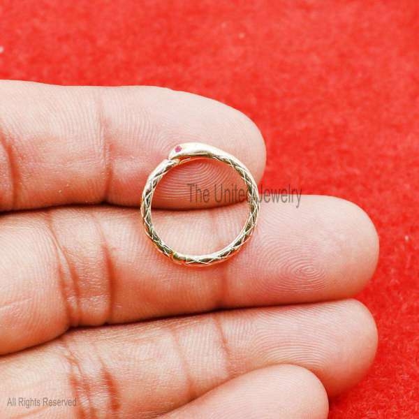 14k Gold Ruby Snake Charm Enhancer, Gold Snake Enhancer, 14K Charm Enhancer, 14K Designer Charm Holder, 14K Enhancer Connector Jewelry