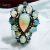 925 Sterling Silver Handmade Pave Diamond With Opal Designer Ring Jewelry For Women’s
