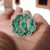 925 Sterling Silver Emerald With Diamond Flower Shape Designer Ring, Emerald Flower Design Ring, Handmade Silver Emerald Flower Designer Ring Jewelry For Women’s