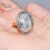 14k Gold Diamond Studded Moonstone Ring Sterling Silver Gemstone Vintage Jewelry