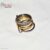 14k Gold Middle Ring & Small Two Connector With Natural Pave Diamond Silver two Diamond Silver Three Finger Band Ring