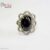 925 Sterling Silver Diamond Gemstone Earring, Silver Diamond Ring Jewelry, Silver Black Onyx Diamond Ring