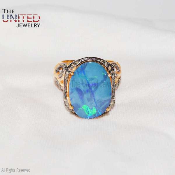 Handmade Pave Diamond With Gemstone 925 Sterling Silver Designer Ring Jewelry For Women’s