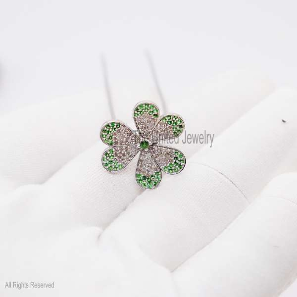 Sterling Silver Flower Gemstone Hair Pin Jewelry, Hair Pin Lock, Silver Hair Pin Finding Jewelry