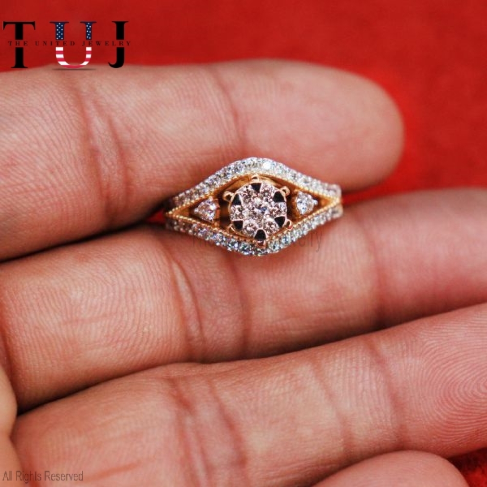 925 Sterling Silver Natural Pave Diamond Handmade Wedding Ring Jewelry